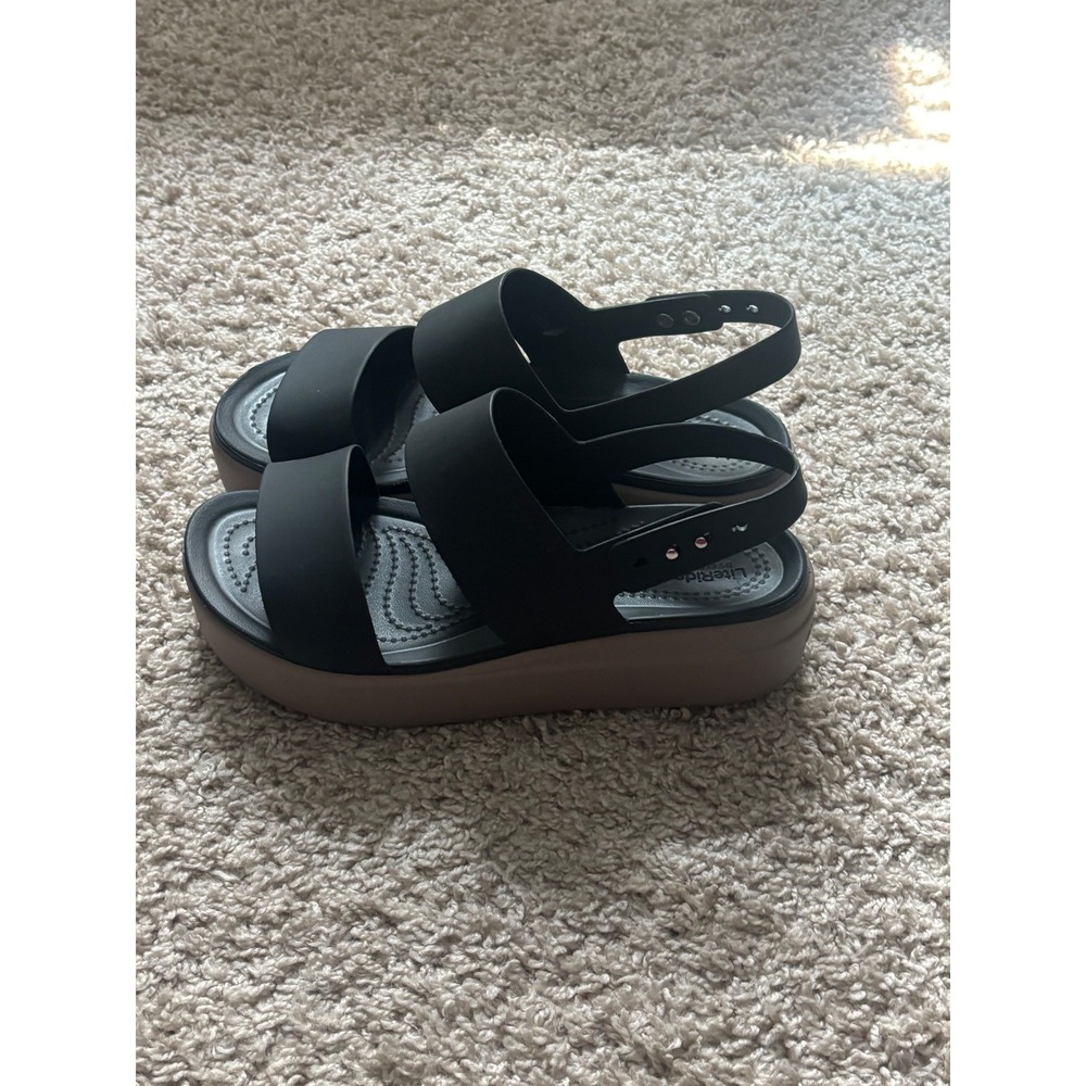 Crocs Brooklyn Low Wedge Sandals Black Mushroom LiteRide Platform Womens 7